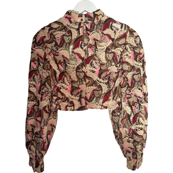 Farm Rio NWT Embroidered Horses Guipure-Lace Blouse - Picture 9 of 15